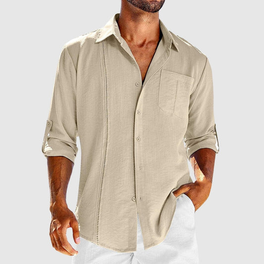 Finley | Shirt Stone Linen Long Sleeve Button Front for Men