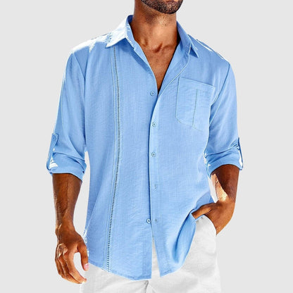 Finley | Shirt Stone Linen Long Sleeve Button Front for Men