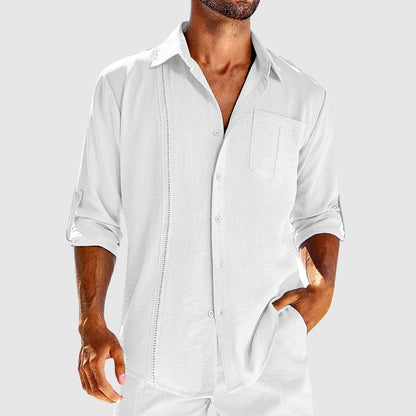 Finley | Shirt Stone Linen Long Sleeve Button Front for Men