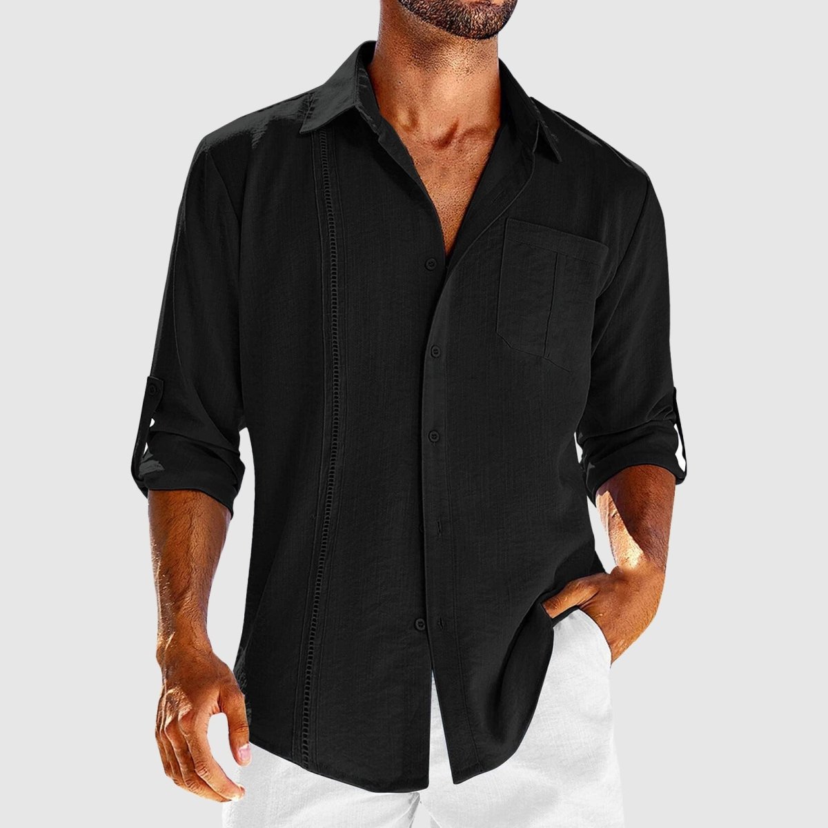 Finley | Shirt Stone Linen Long Sleeve Button Front for Men
