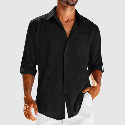 Finley | Shirt Stone Linen Long Sleeve Button Front for Men