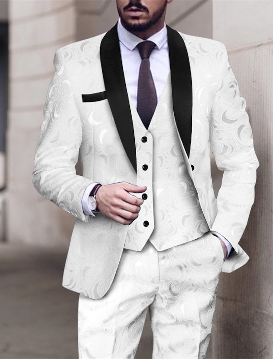 Phineas | Suit Black Jacquard Three-Piece Slim Fit for Men