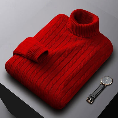 Basil | Cable Knit Sweater Grey Turtleneck for Men