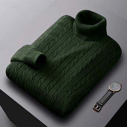 Basil | Cable Knit Sweater Grey Turtleneck for Men