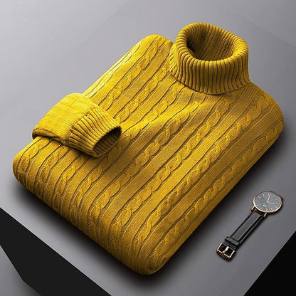 Basil | Cable Knit Sweater Grey Turtleneck for Men