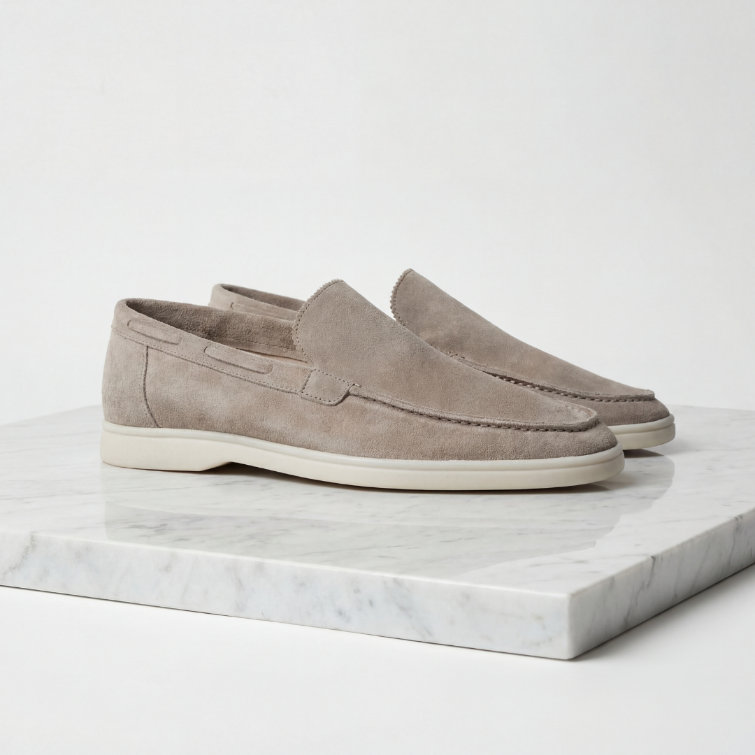 Duncan | Classic Loafers Taupe Suede Slip-On for Men