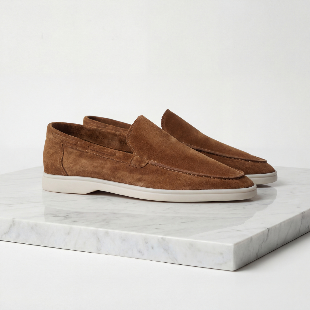Duncan | Classic Loafers Taupe Suede Slip-On for Men