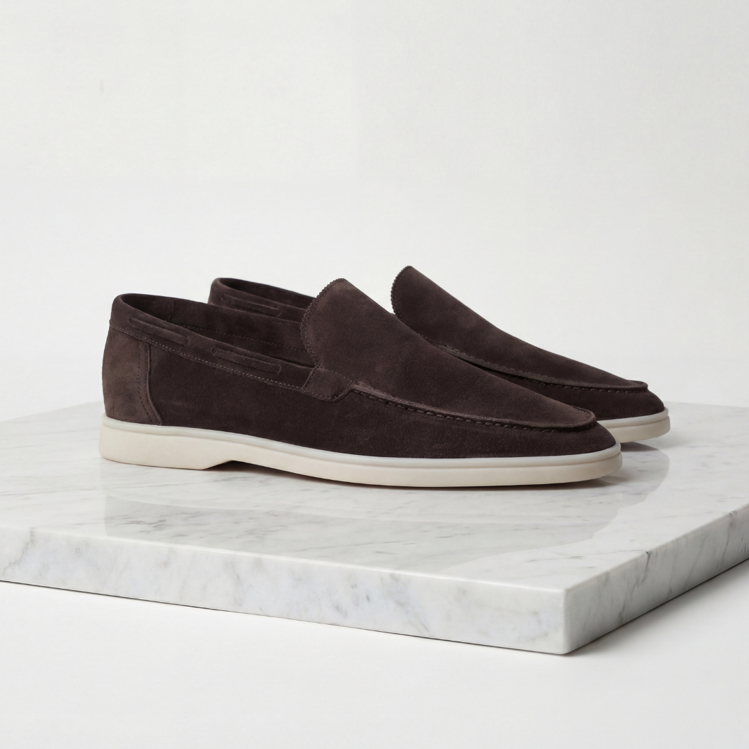 Duncan | Classic Loafers Taupe Suede Slip-On for Men