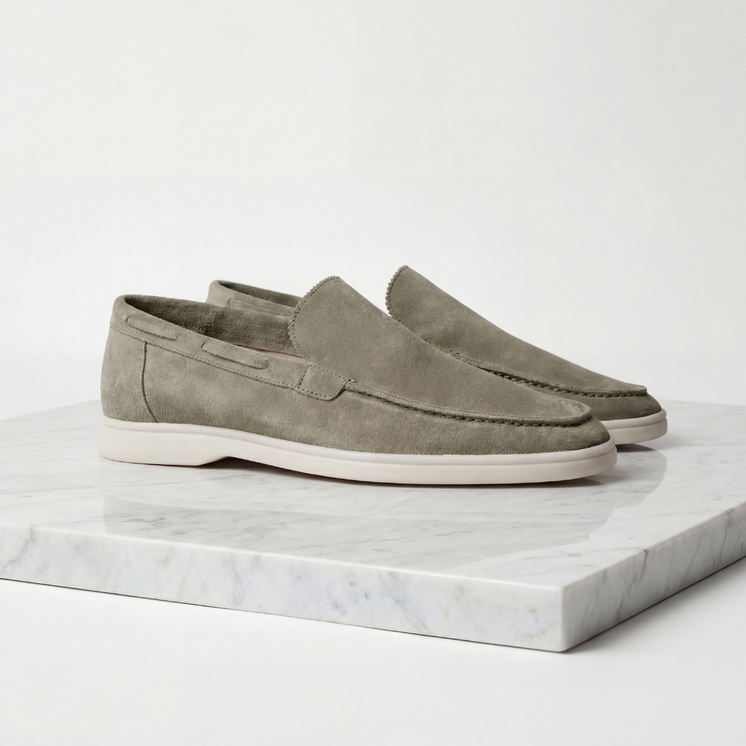Duncan | Classic Loafers Taupe Suede Slip-On for Men