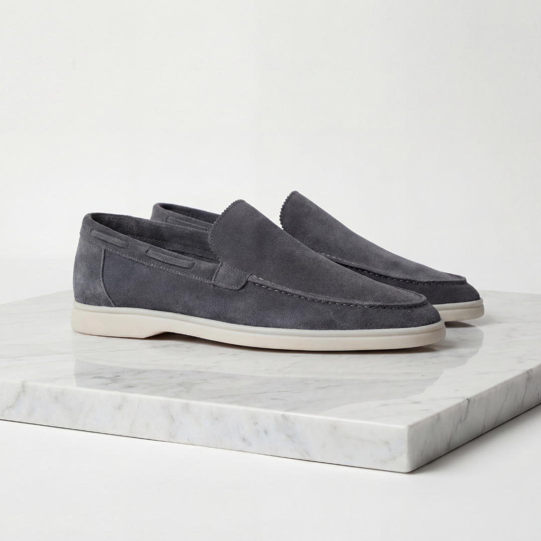 Duncan | Classic Loafers Taupe Suede Slip-On for Men