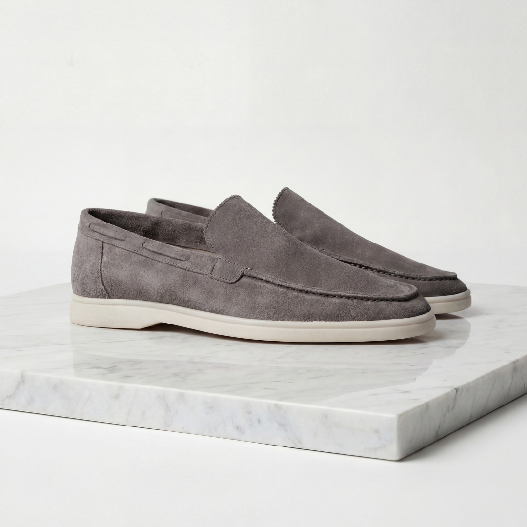 Duncan | Classic Loafers Taupe Suede Slip-On for Men