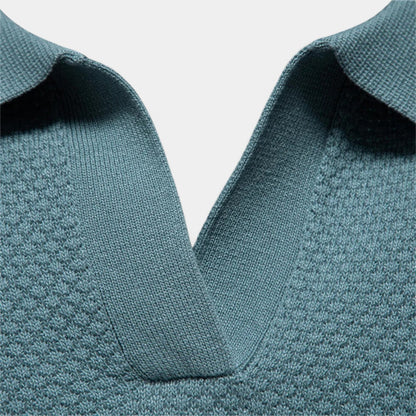 Tristan | Polo Shirt Cream Knit Open Collar Short Sleeve for Men
