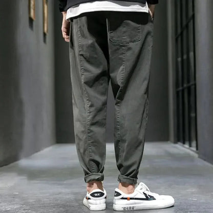 Malcolm | Tapered Joggers Black Cotton Drawstring for Men