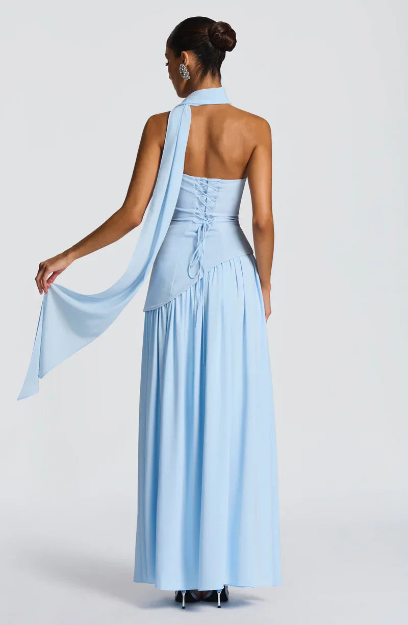 Cecily | Maxi Dress Lemon Strapless Halter Neck Gathered Skirt for Women