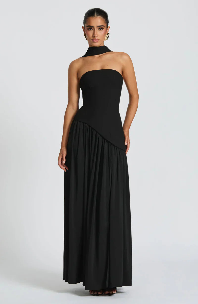 Cecily | Maxi Dress Lemon Strapless Halter Neck Gathered Skirt for Women