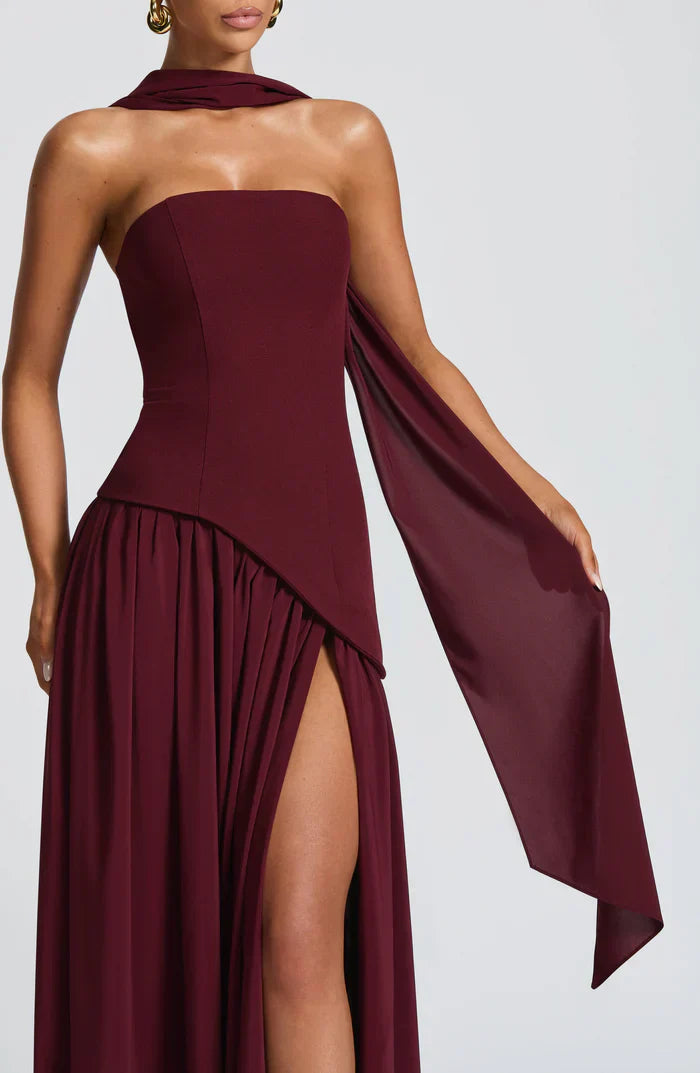 Cecily | Maxi Dress Lemon Strapless Halter Neck Gathered Skirt for Women