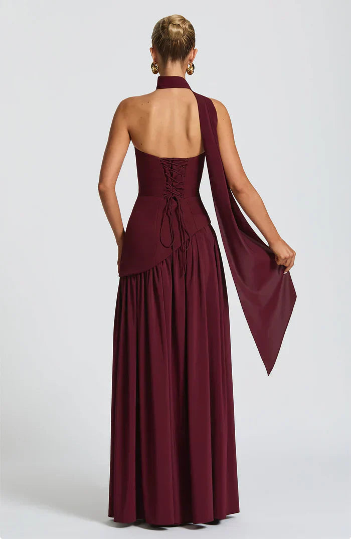 Cecily | Maxi Dress Lemon Strapless Halter Neck Gathered Skirt for Women