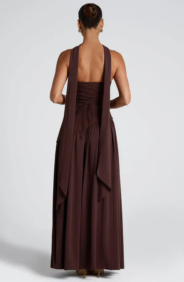 Cecily | Maxi Dress Lemon Strapless Halter Neck Gathered Skirt for Women