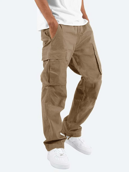 Gideon | Cargo Trousers Dark Grey Cotton Drawstring Hem for Men