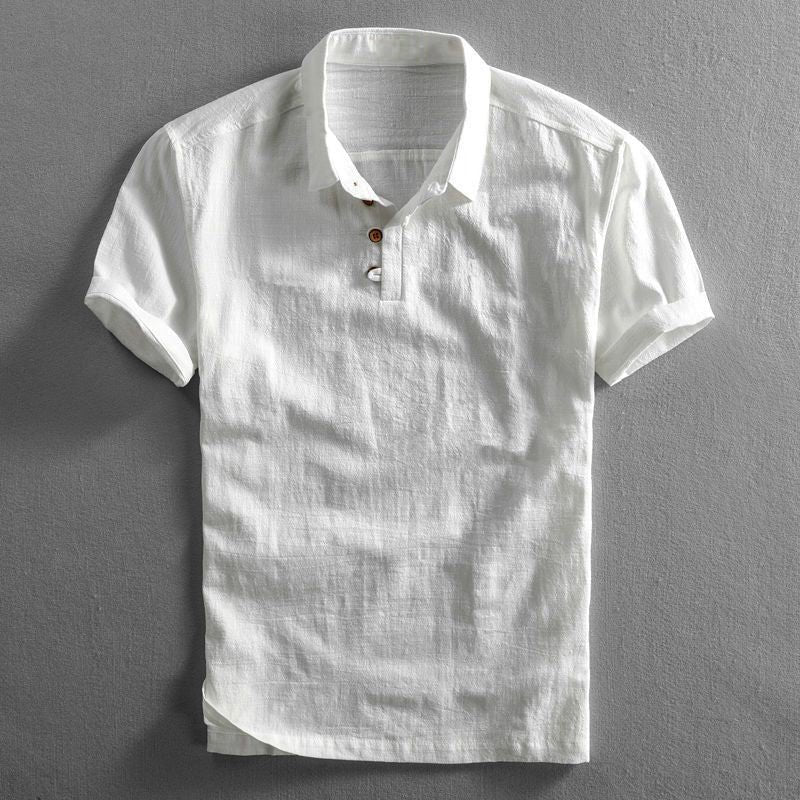 Hadley | Polo Shirt Navy Linen Short Sleeve for Men