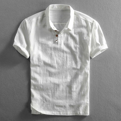 Hadley | Polo Shirt Navy Linen Short Sleeve for Men