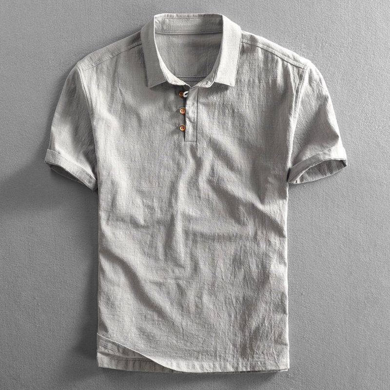Hadley | Polo Shirt Navy Linen Short Sleeve for Men