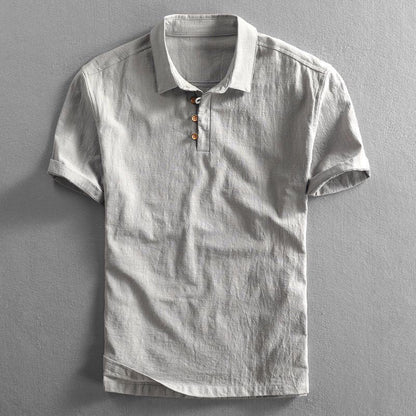 Hadley | Polo Shirt Navy Linen Short Sleeve for Men