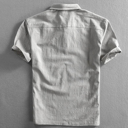 Hadley | Polo Shirt Navy Linen Short Sleeve for Men