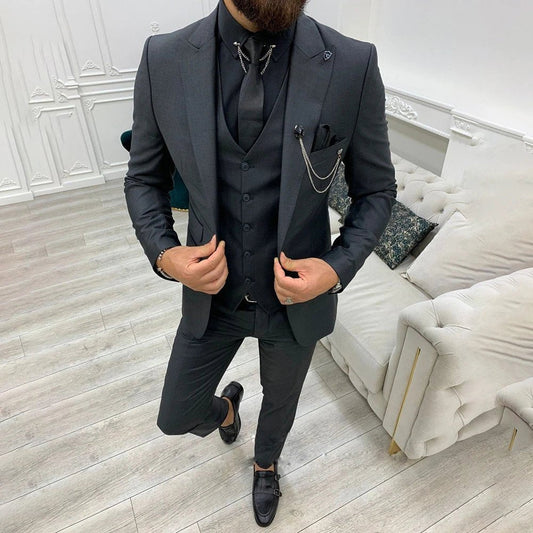 Aldous | Suit Black Slim Fit Three-Piece Notch Lapel for Men
