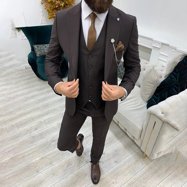 Aldous | Suit Black Slim Fit Three-Piece Notch Lapel for Men