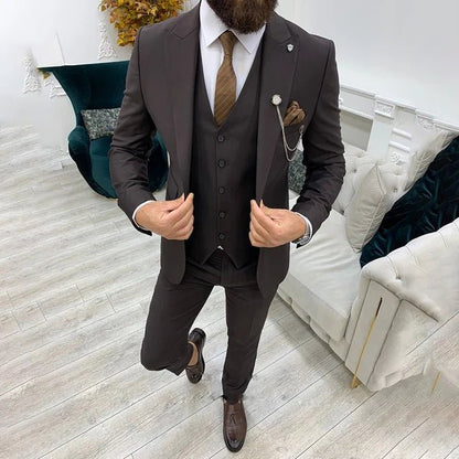Aldous | Suit Black Slim Fit Three-Piece Notch Lapel for Men