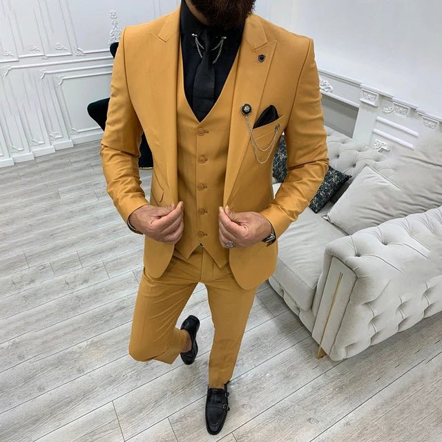 Aldous | Suit Black Slim Fit Three-Piece Notch Lapel for Men