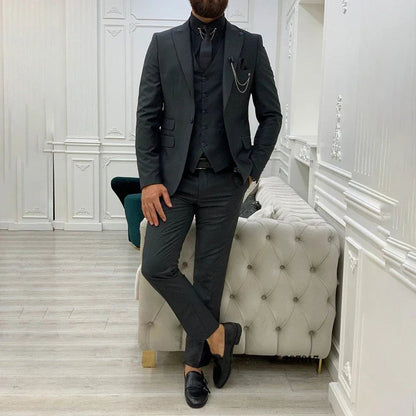 Aldous | Suit Black Slim Fit Three-Piece Notch Lapel for Men