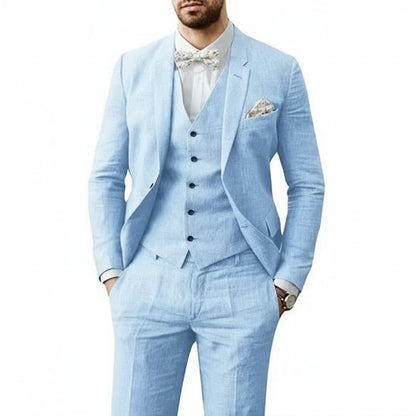 Florian | Suit Light Blue Linen Three-Piece Slim Fit for Men