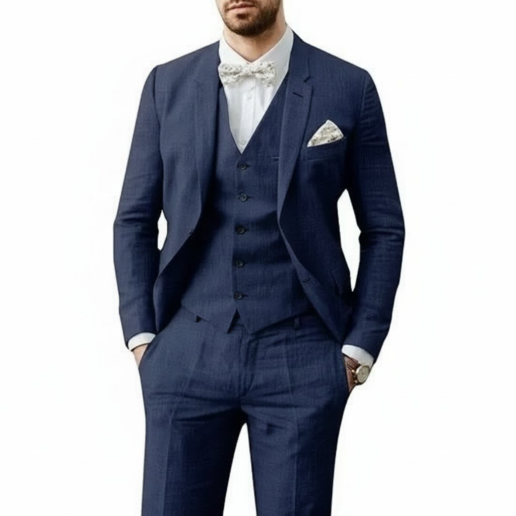 Florian | Suit Light Blue Linen Three-Piece Slim Fit for Men