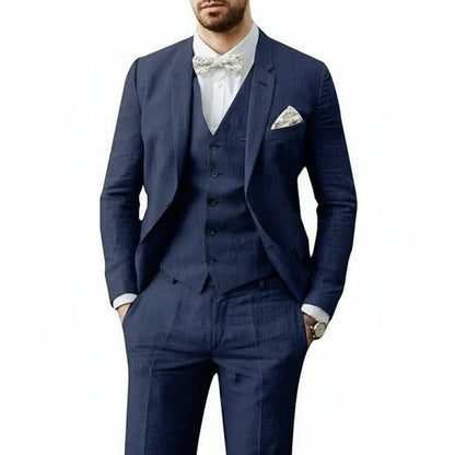 Florian | Suit Light Blue Linen Three-Piece Slim Fit for Men