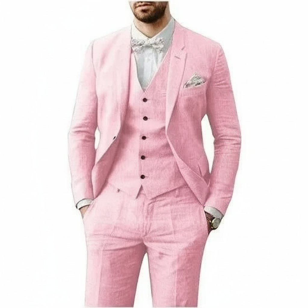 Florian | Suit Light Blue Linen Three-Piece Slim Fit for Men
