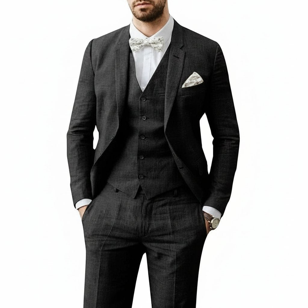 Florian | Suit Light Blue Linen Three-Piece Slim Fit for Men