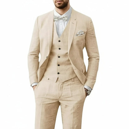 Florian | Suit Light Blue Linen Three-Piece Slim Fit for Men