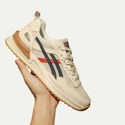 Monty | Sneakers Cream Mesh Retro Stripe Lace-Up for Men