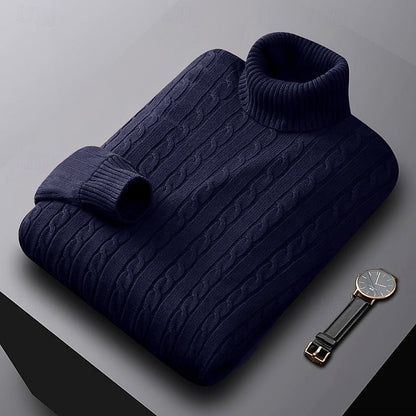 Basil | Cable Knit Sweater Grey Turtleneck for Men
