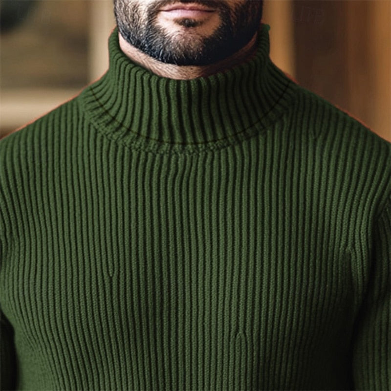 Cedric | Ribbed Sweater Burgundy Turtleneck for Men