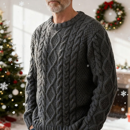 Ambrose | Cable Knit Sweater Cream Crew Neck for Men