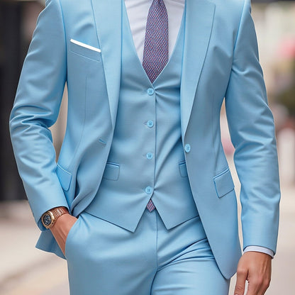 Cavendish | Suit Sky Blue Three-Piece Notch Lapel Slim Fit for Men