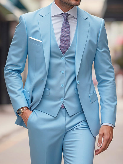 Cavendish | Suit Sky Blue Three-Piece Notch Lapel Slim Fit for Men
