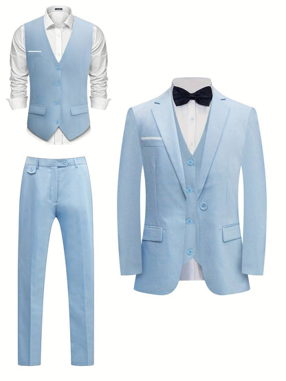 Cavendish | Suit Sky Blue Three-Piece Notch Lapel Slim Fit for Men