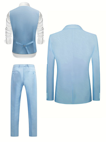 Cavendish | Suit Sky Blue Three-Piece Notch Lapel Slim Fit for Men