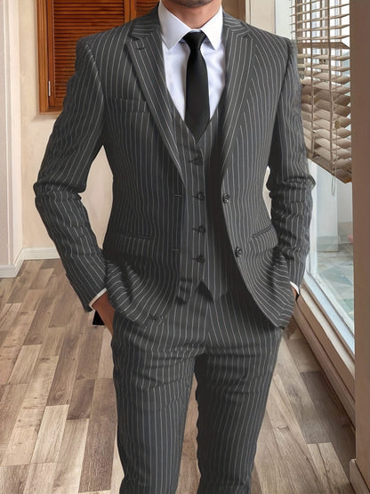 Stirling | Suit Burgundy Pinstripe Three-Piece Tailored Fit for Men