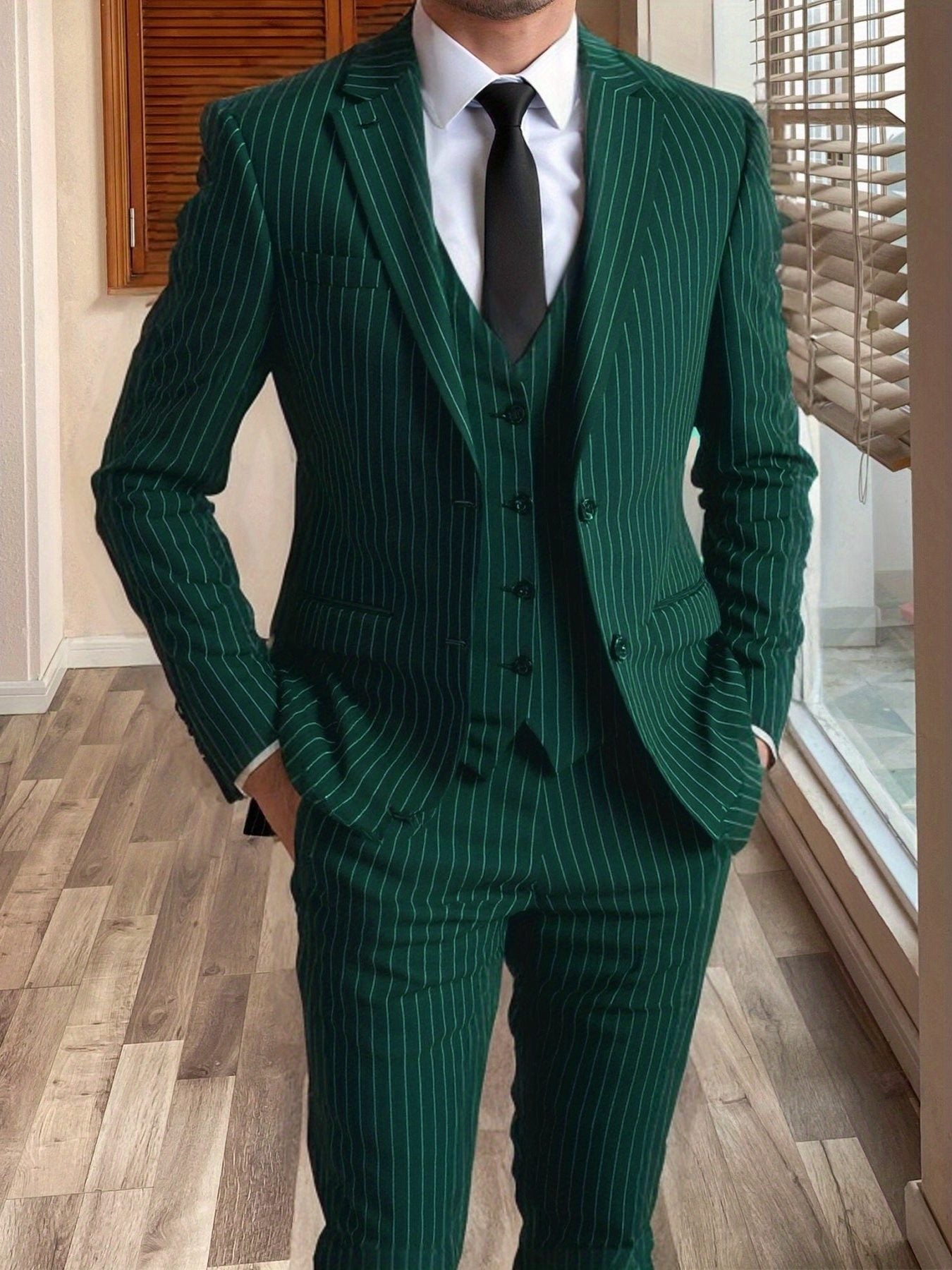 Stirling | Suit Burgundy Pinstripe Three-Piece Tailored Fit for Men