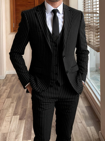 Stirling | Suit Burgundy Pinstripe Three-Piece Tailored Fit for Men